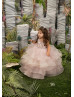 Mauve Pink Lace Tulle Ruffle Keyhole Back Flower Girl Dress